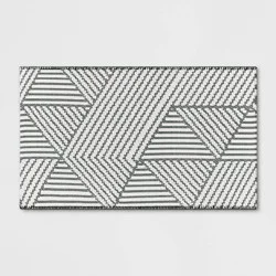 2'3"x3'9" Washable Geo Accent Rug Gray - Threshold™: Skid-Resistant, Modern Geometric, Indoor Use