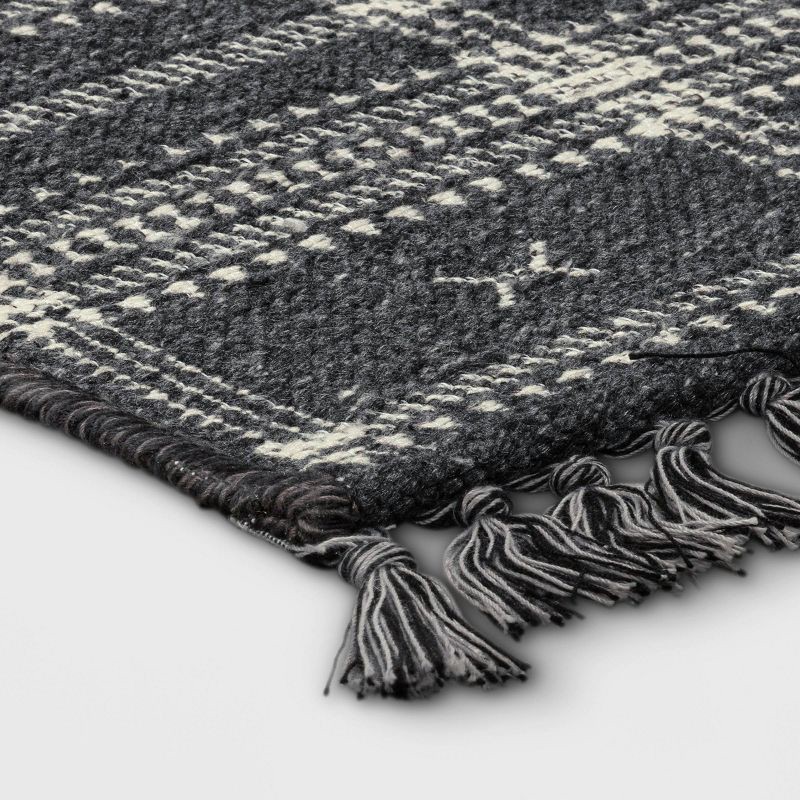 slide 3 of 4, 2'3"x3'9" Washable Southwest Plaid Accent Rug Gray - Threshold™: Indoor Throw Rug, Skid-Resistant, Machine Washable, 1 ct