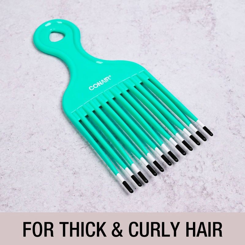 slide 5 of 5, Conair Large Hair Pick - Curly or Thick Hair - Teal, 1 ct