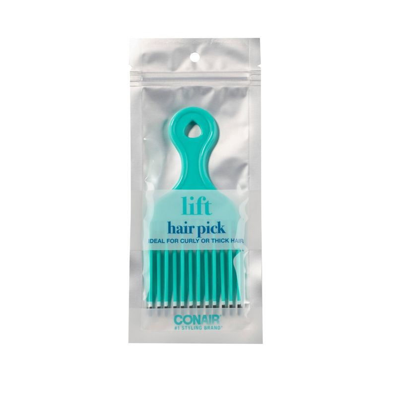 slide 1 of 5, Conair Large Hair Pick - Curly or Thick Hair - Teal, 1 ct