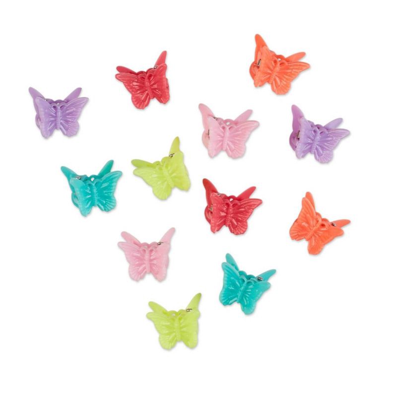 slide 2 of 3, scunci scünci Kids Butterfly Shaped Mini Claw Clips - Brights - 12pcs, 12 ct