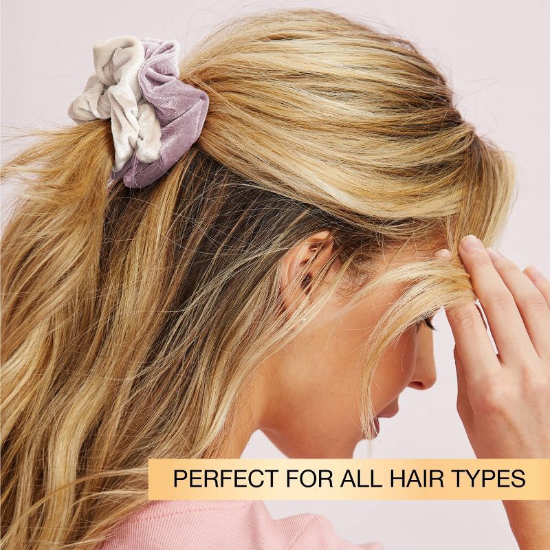 slide 3 of 8, scunci scünci No Damage Plush Velour Scrunchies - Neutrals - All Hair - 6pcs, 6 ct