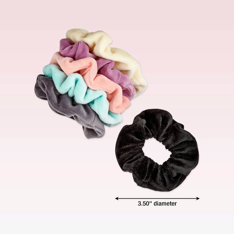 slide 5 of 6, scunci scünci No Damage Plush Velour Scrunchies - Neutral - All Hair - 6pcs, 6 ct