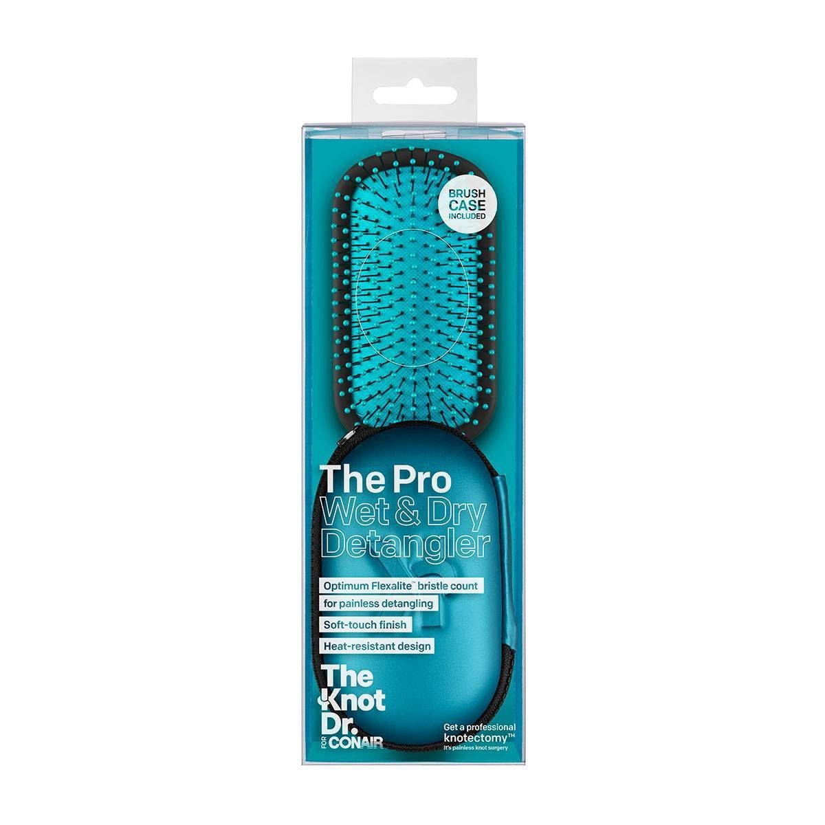 slide 1 of 3, The Knot Dr. for Conair Pro Detangling Hair Brush with Case - Blue, 1 ct