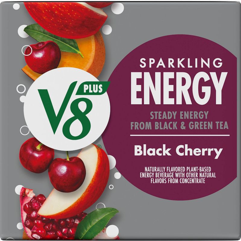 slide 6 of 8, Campbell's V8 Sparkling +Energy Black Cherry Juice Drink - 4pk/11.5 fl oz Cans, 4 ct; 11.5 fl oz