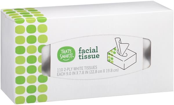 slide 1 of 1, That's Smart! White 2-Ply Facial Tissue, 110 ct