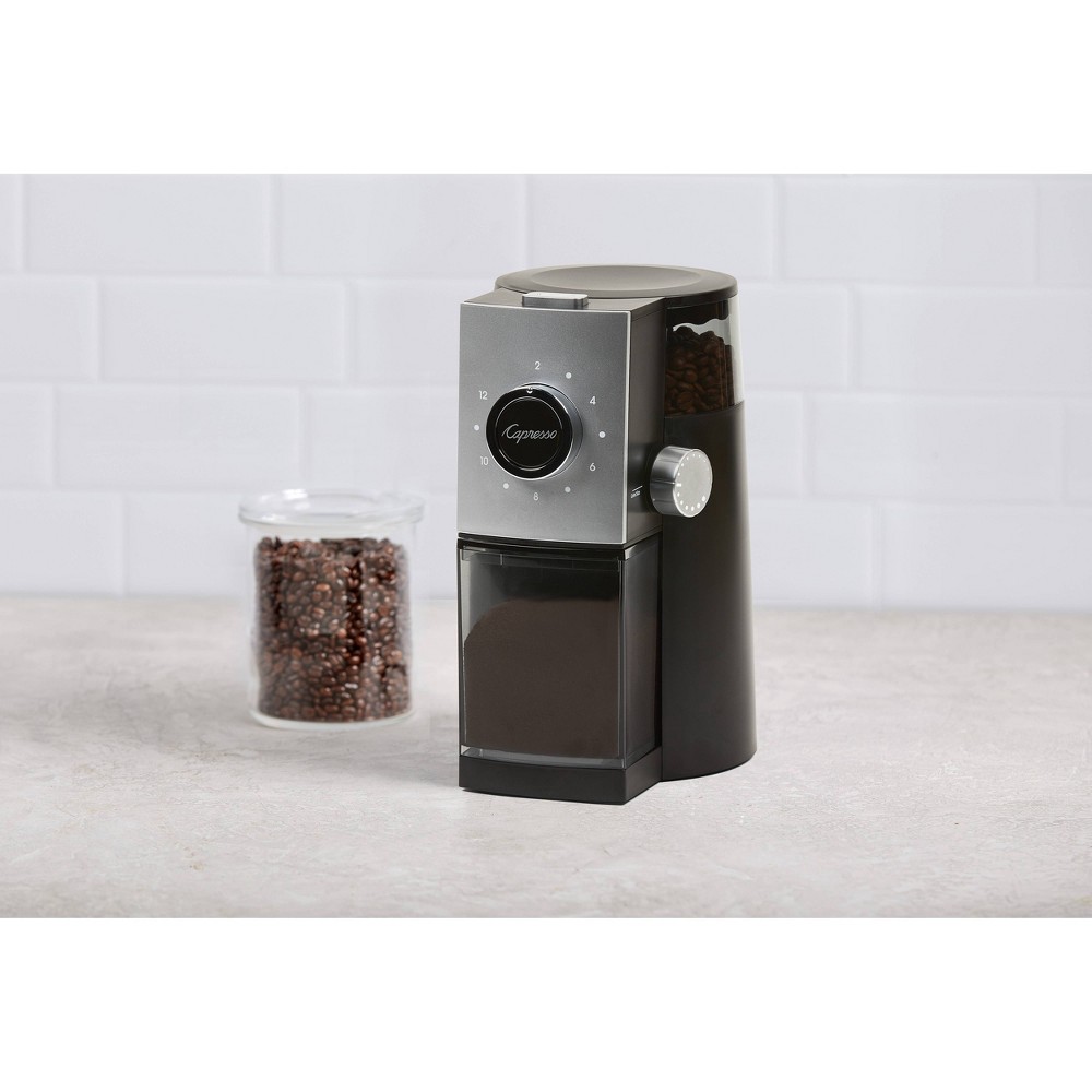 slide 7 of 12, Capresso Coffee Disk Burr Grinder Grind Select - Black/Silver 597.04", 1 ct