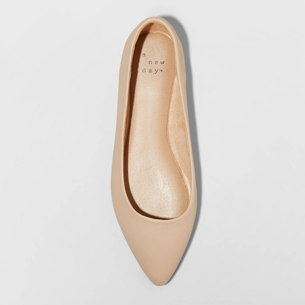 slide 3 of 3, Women's Corinna Pointed Toe Ballet Flats - A New Day Tan 6, 1 ct