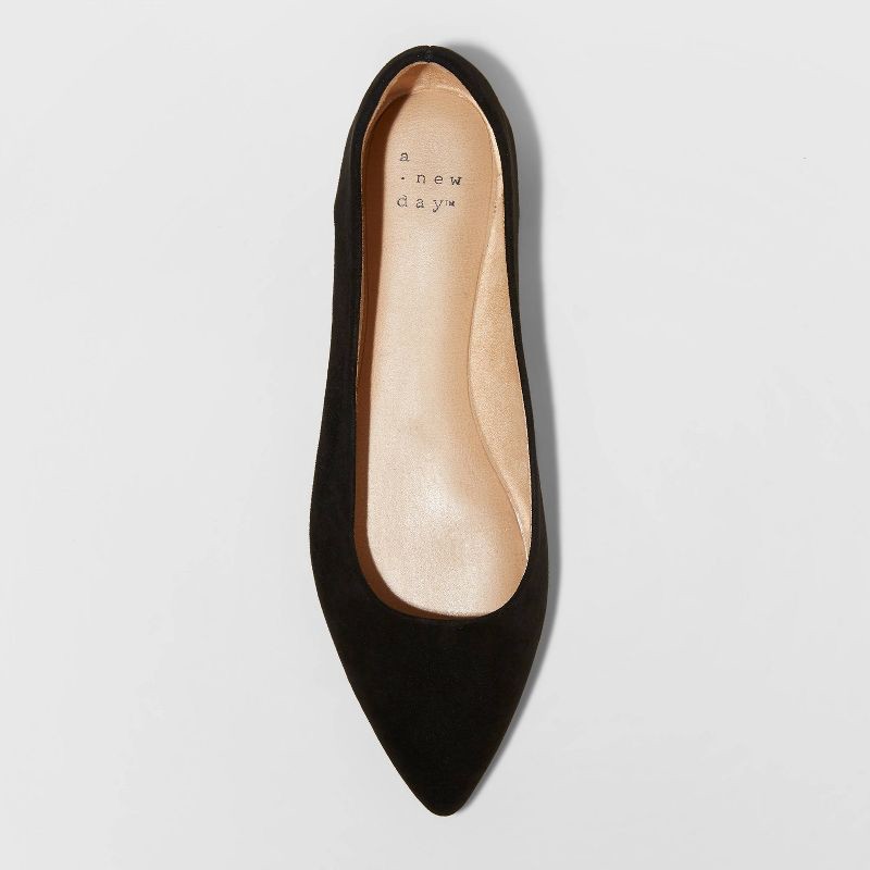 slide 3 of 3, Women's Corinna Ballet Flats with Memory Foam Insole - A New Day™ Black 6.5: Slip-On, Closed Pointed Toe, Non-Marking Outsole, 1 ct