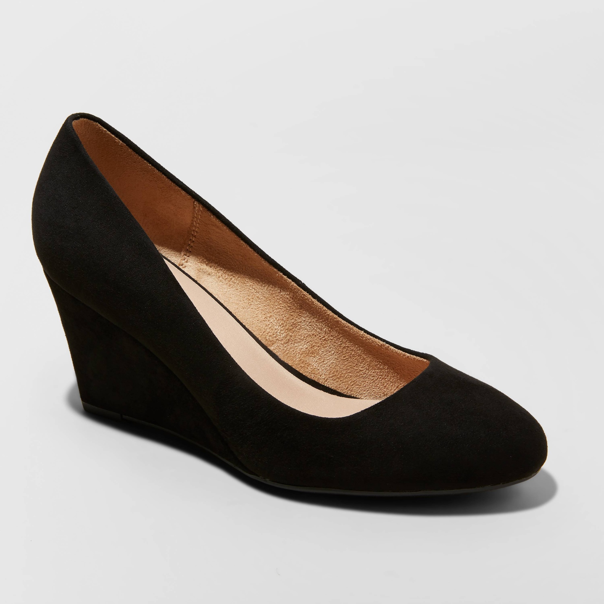 slide 1 of 3, Women's Dot Round Toe Wedge Pumps - A New Day Black 9, 1 ct