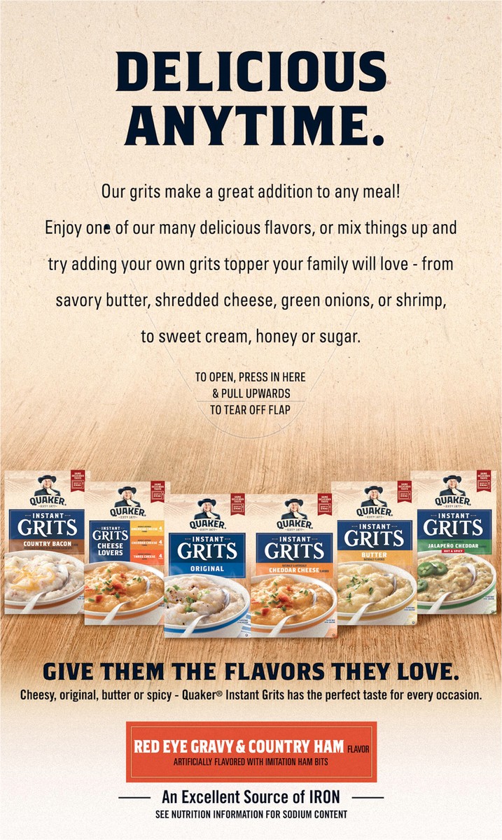 slide 4 of 6, Quaker Instant Grits Redeye Gravy & Country Ham 9.8 Oz 10 Count, 10 ct