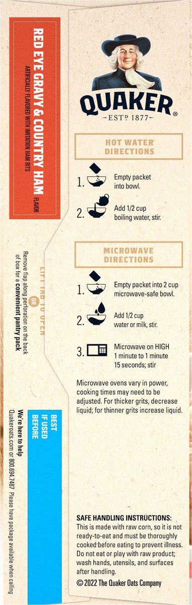 slide 5 of 6, Quaker Instant Grits Redeye Gravy & Country Ham 9.8 Oz 10 Count, 10 ct