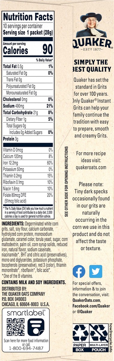 slide 2 of 6, Quaker Instant Grits Redeye Gravy & Country Ham 9.8 Oz 10 Count, 10 ct