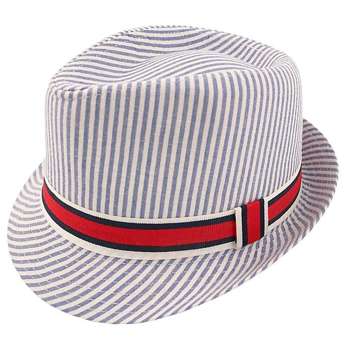 slide 3 of 3, Rising Star Infant Seersucker Fedora - Blue/White, 1 ct