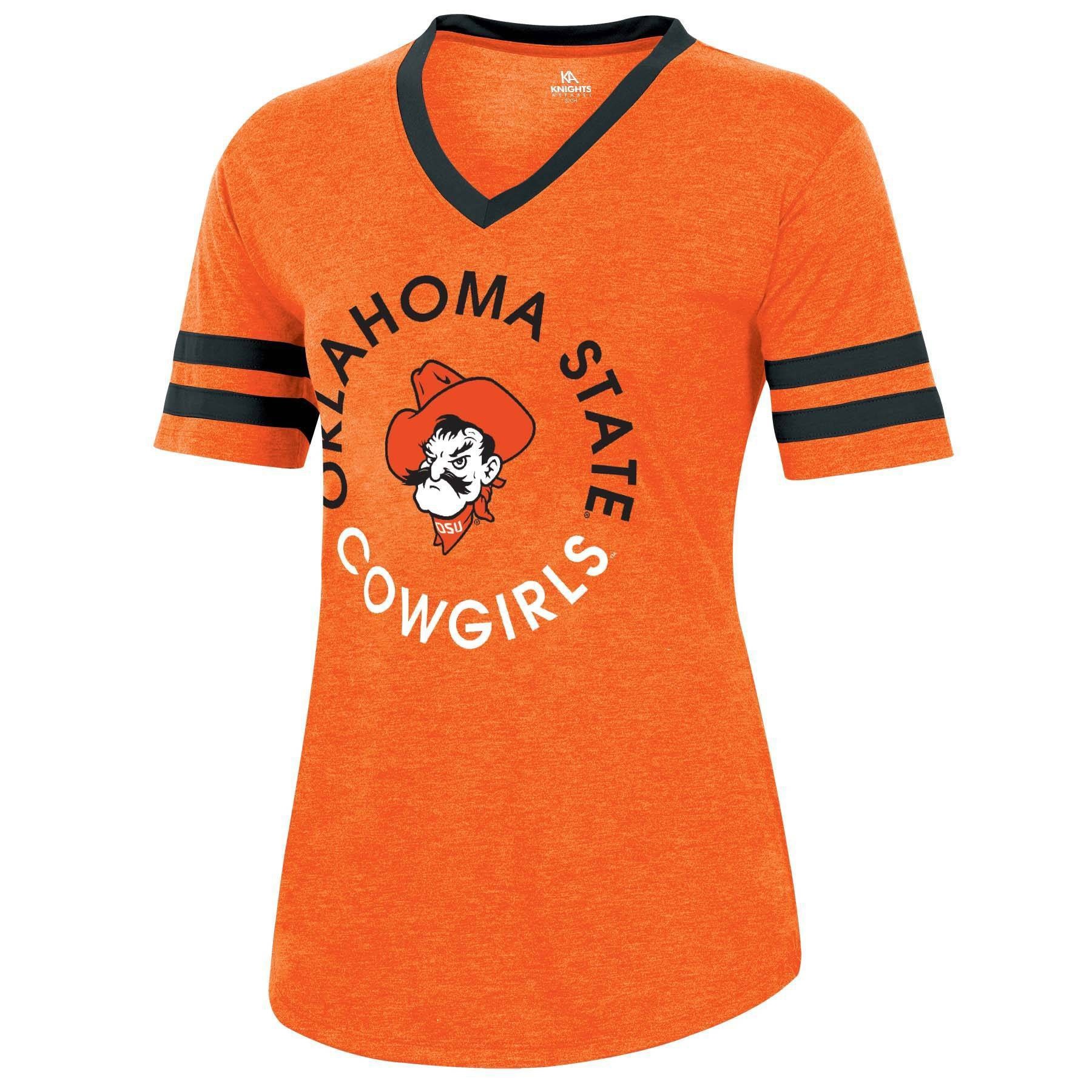 slide 1 of 2, NCAA Oklahoma State Cowboys Women's Short Sleeve V-Neck Heathered T-Shirt - XL, 1 ct