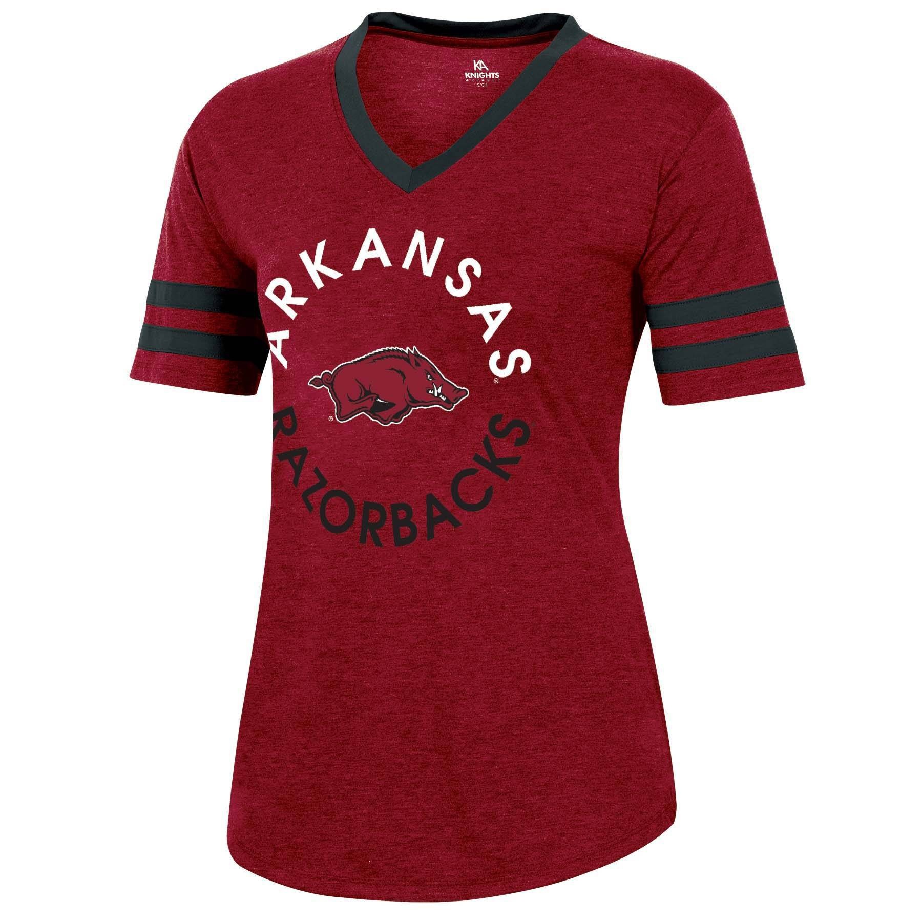 slide 1 of 2, NCAA Arkansas Razorbacks Women's Short Sleeve V-Neck Heathered T-Shirt - XL, 1 ct