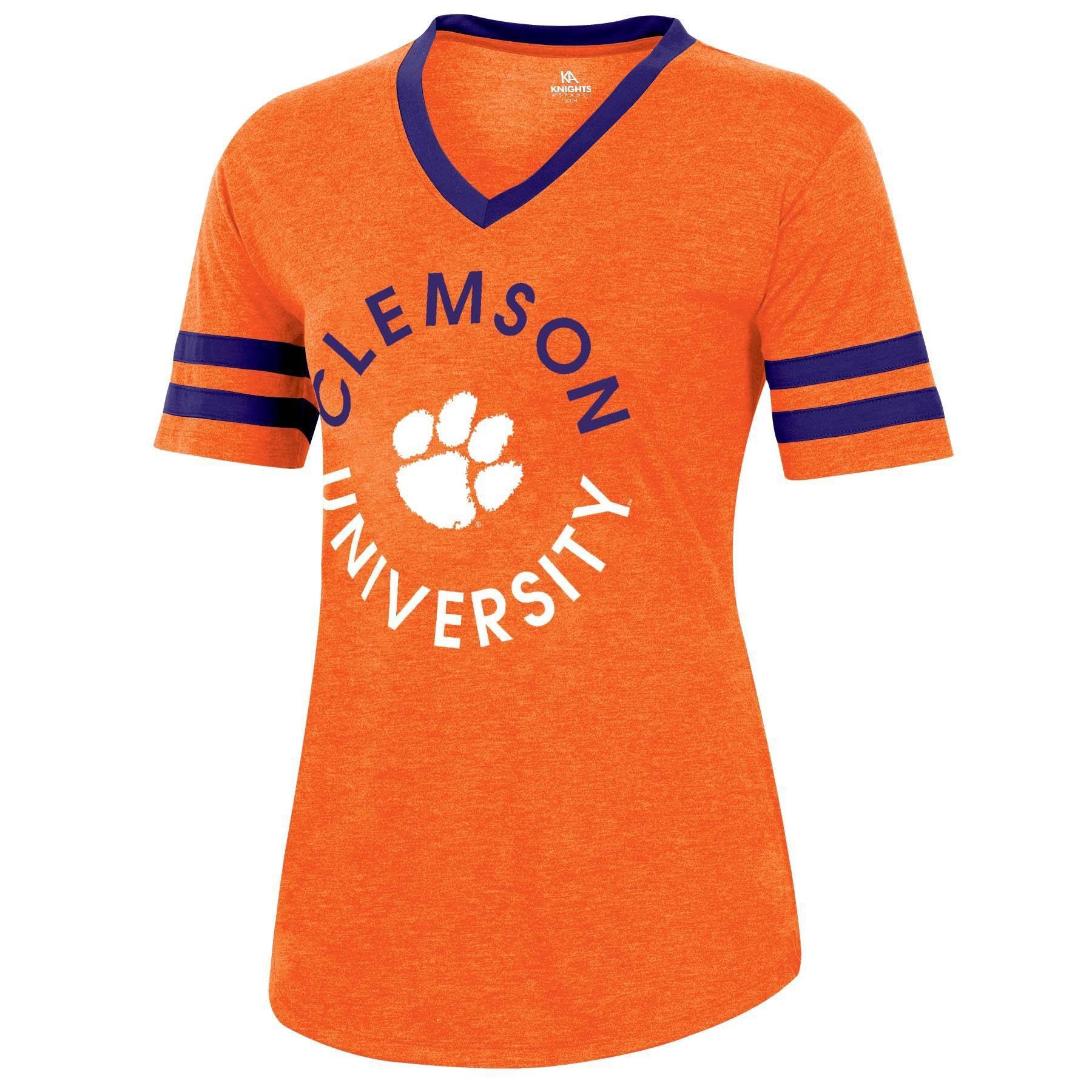 slide 1 of 2, NCAA Clemson Tigers Women's Short Sleeve V-Neck Heathered T-Shirt - XL, 1 ct