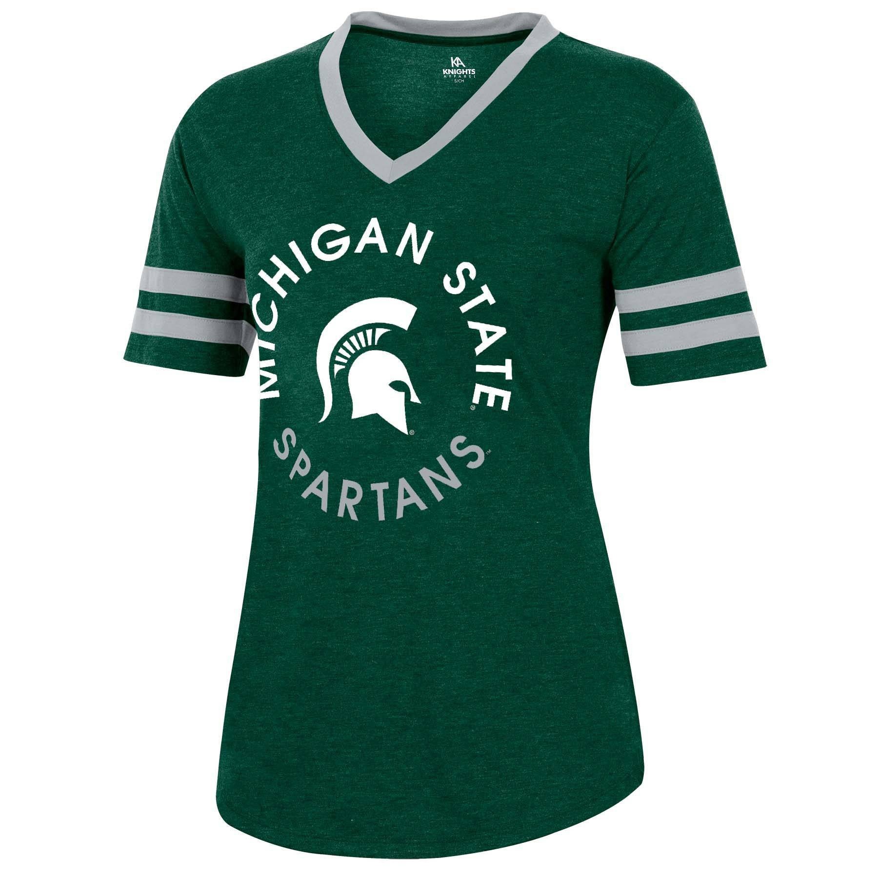 slide 1 of 2, NCAA Michigan State Spartans Women's Short Sleeve V-Neck Heathered T-Shirt - XL, 1 ct