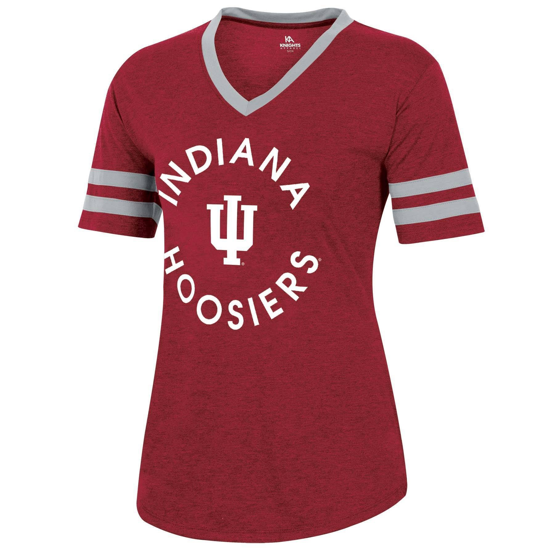 slide 1 of 2, NCAA Indiana Hoosiers Women's Short Sleeve V-Neck Heathered T-Shirt - XL, 1 ct