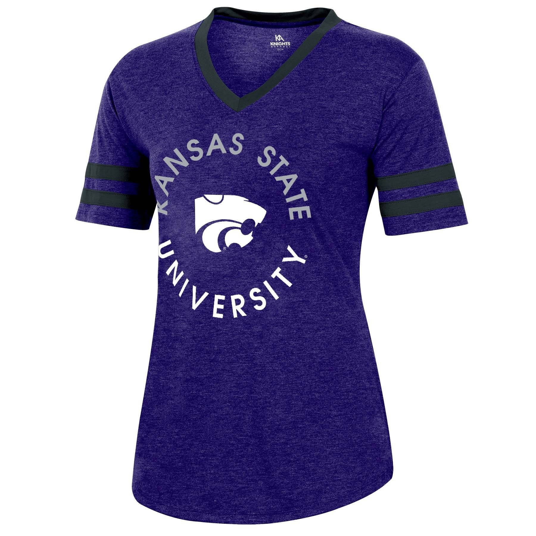 slide 1 of 2, NCAA Kansas State Wildcats Women's Short Sleeve V-Neck Heathered T-Shirt - XL, 1 ct