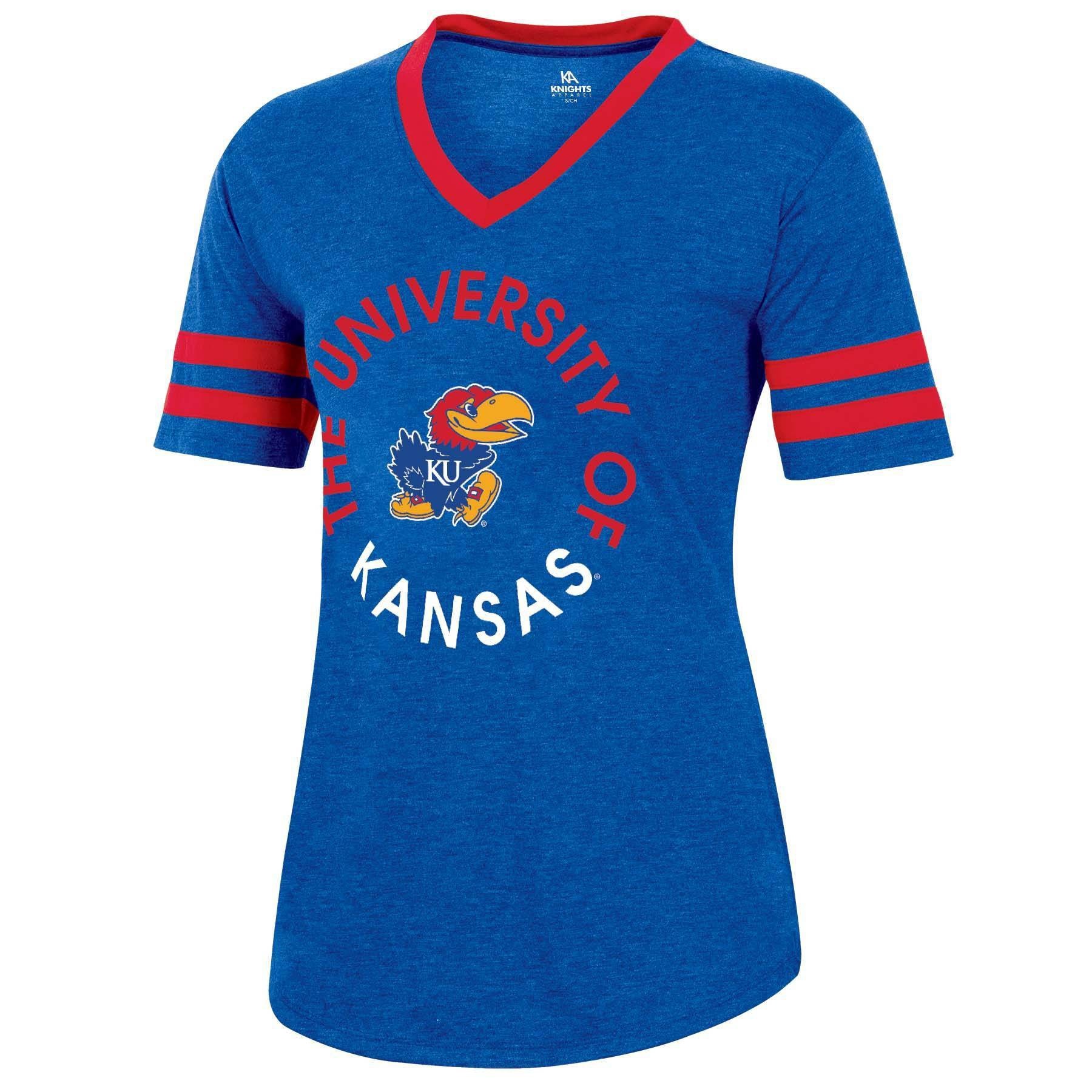 slide 1 of 2, NCAA Kansas Jayhawks Women's Short Sleeve V-Neck Heathered T-Shirt - XL, 1 ct