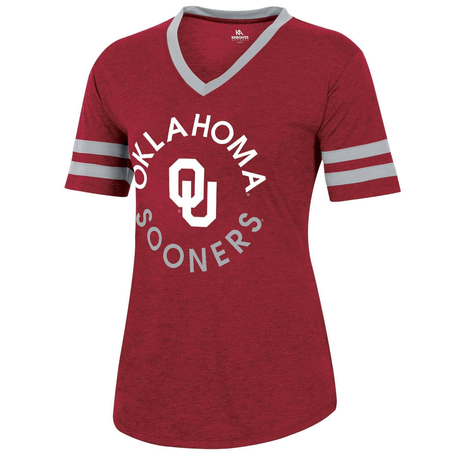 slide 1 of 2, NCAA Oklahoma Sooners Women's Short Sleeve V-Neck Heathered T-Shirt - XL, 1 ct