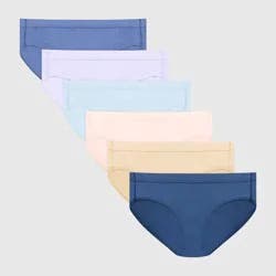 Hanes Women's 6pk Pure Comfort Organic Cotton Hipster Underwear - Colors May Vary 6: Mid Rise, Knit, Solid Pattern