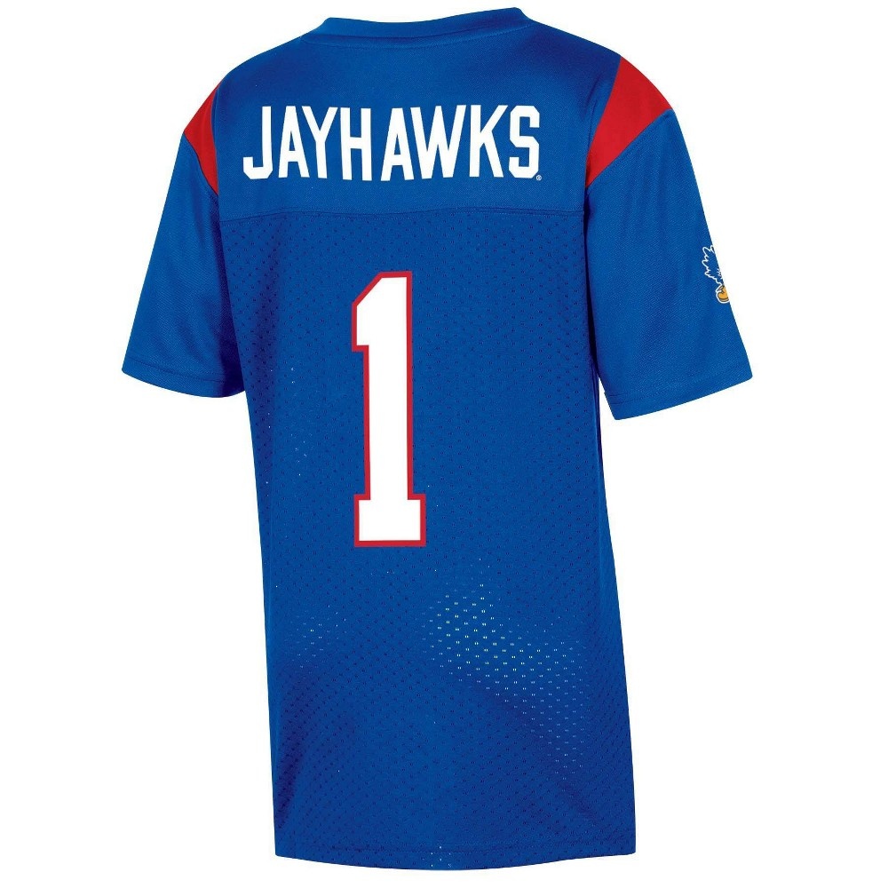 slide 2 of 2, NCAA Kansas Jayhawks Boys' Short Sleeve Jersey - XL, 1 ct