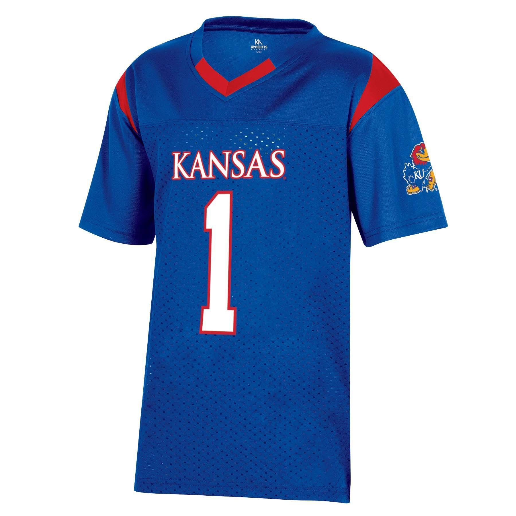 slide 1 of 2, NCAA Kansas Jayhawks Boys' Short Sleeve Jersey - XL, 1 ct