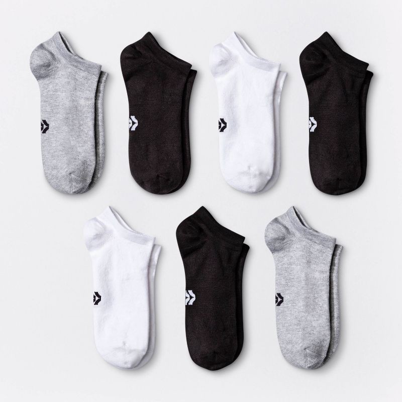 slide 1 of 3, Women's Lightweight Active Mesh 6+1 Bonus Pack No Show Athletic Socks - All In Motion™ White/Heather Gray/Black 4-10, 1 ct