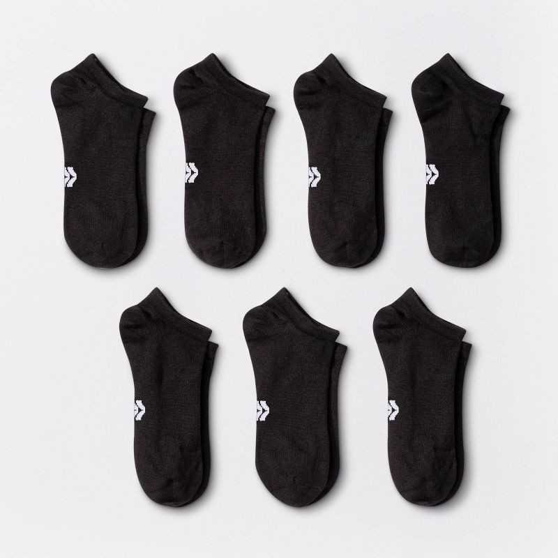 slide 1 of 3, Women's Extended Size Lightweight Active Mesh 6+1 Bonus Pack No Show Athletic Socks - All In Motion™ Black 8-12, 1 ct