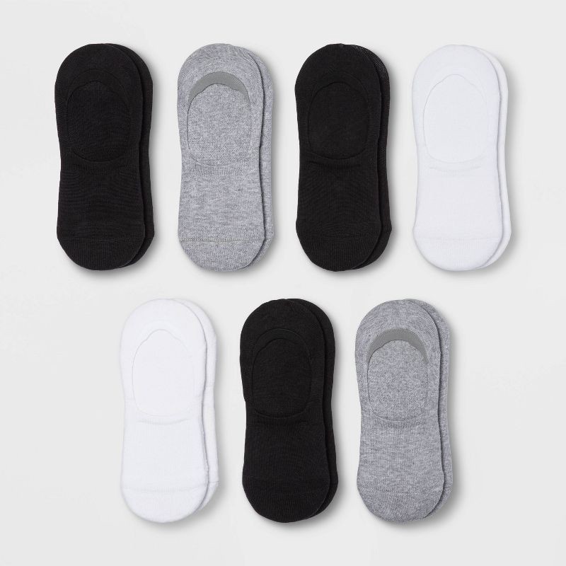 slide 1 of 3, Women's Cushioned 6+1 Bonus Pack Liner Athletic Socks - All In Motion™ White/Heather Gray/Black 4-10, 1 ct