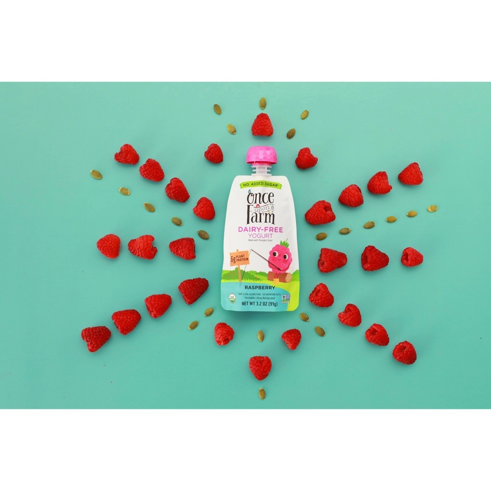 slide 2 of 7, Once Upon a Farm Organic Raspberry Kids' Dairy-Free Yogurt Pouch, 3.2 oz