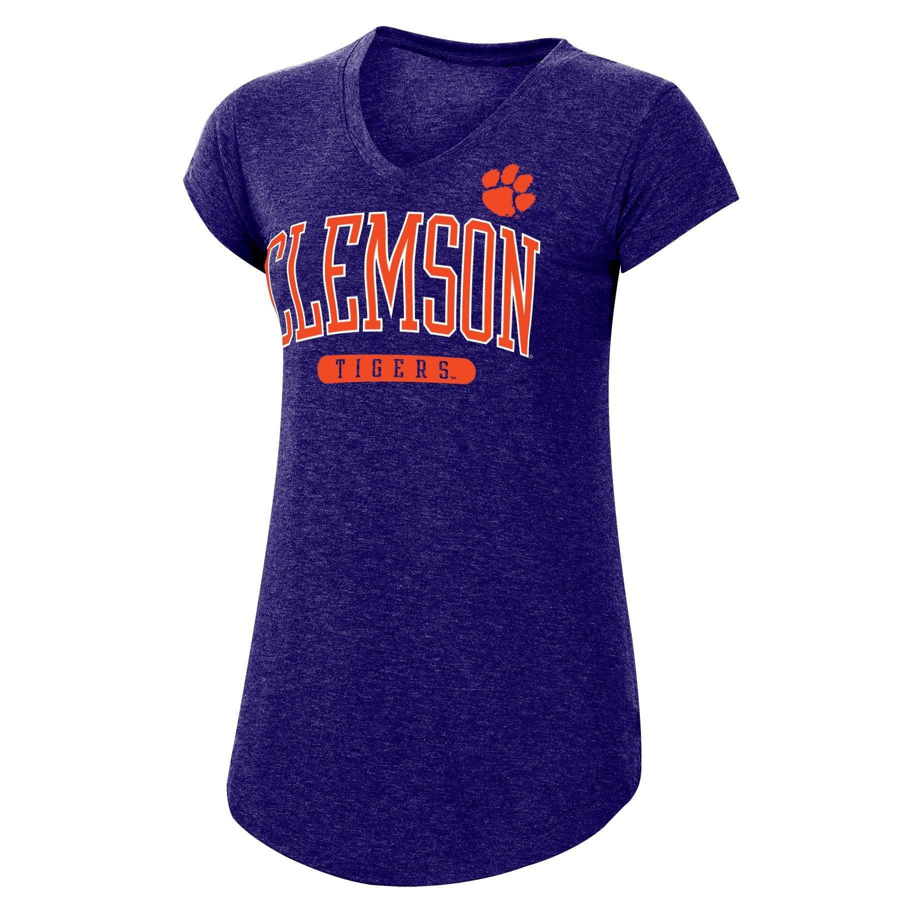 slide 1 of 2, NCAA Clemson Tigers Women's Short Sleeve V-Neck T-Shirt - XL, 1 ct