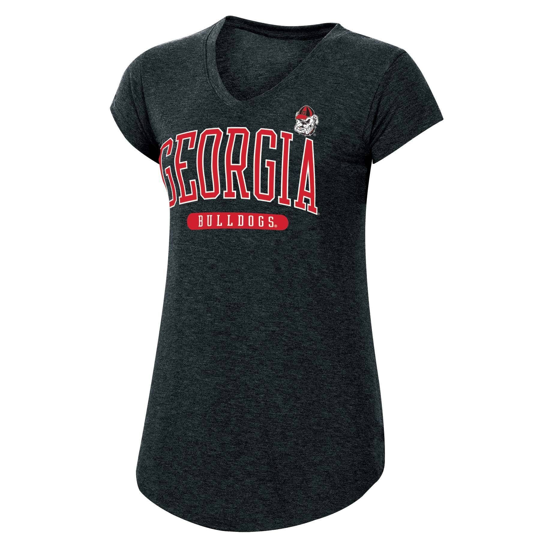 slide 1 of 2, NCAA Georgia Bulldogs Women's Heathered Black Short Sleeve V-Neck T-Shirt - XL, 1 ct