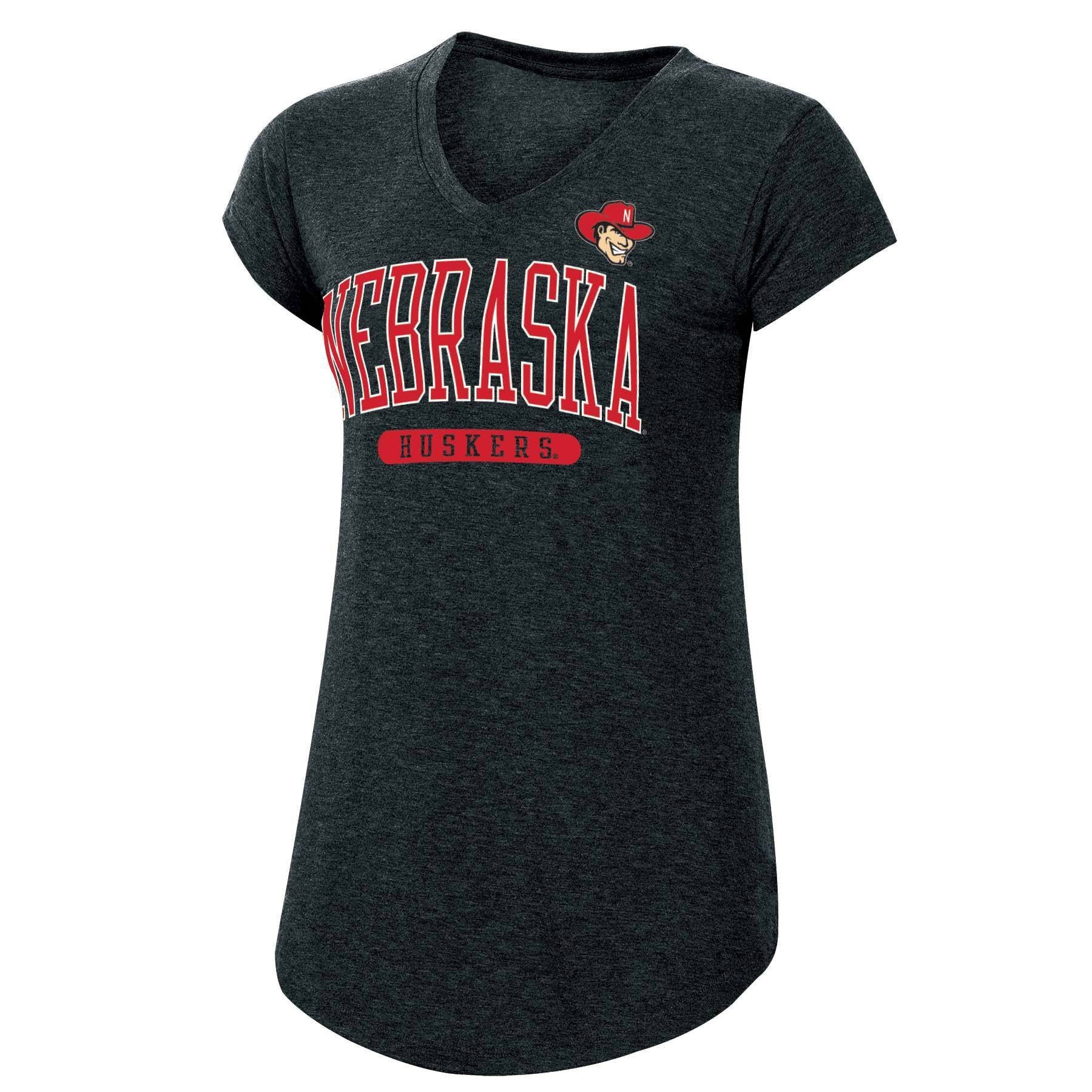 slide 1 of 2, NCAA Nebraska Cornhuskers Women's Short Sleeve V-Neck Black T-Shirt - XL, 1 ct