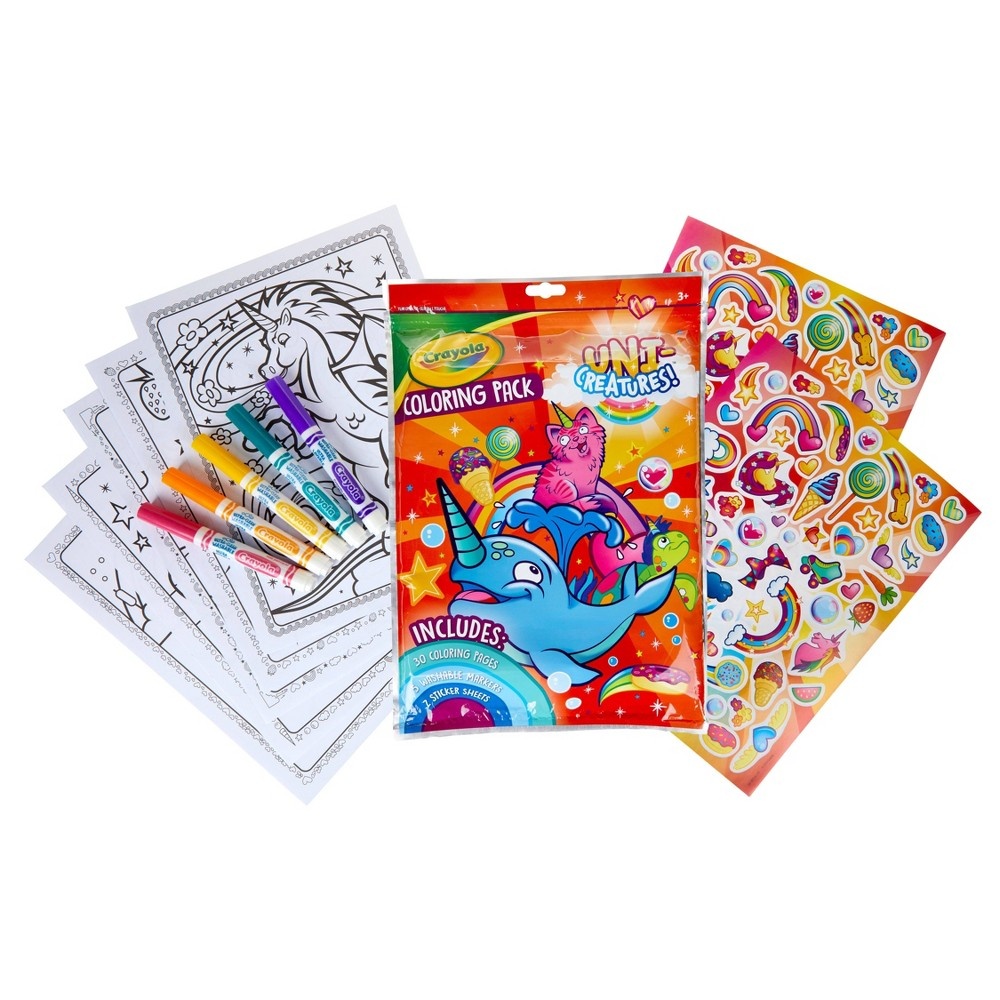 slide 3 of 3, Crayola Coloring Pack - Uni-Creatures, 36 ct