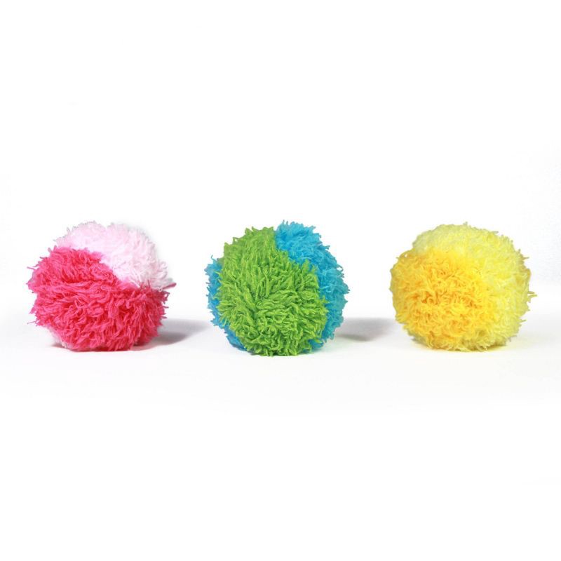 slide 2 of 3, Furry Poms Cat Toy - 3pk - Boots & Barkley™, 3 ct