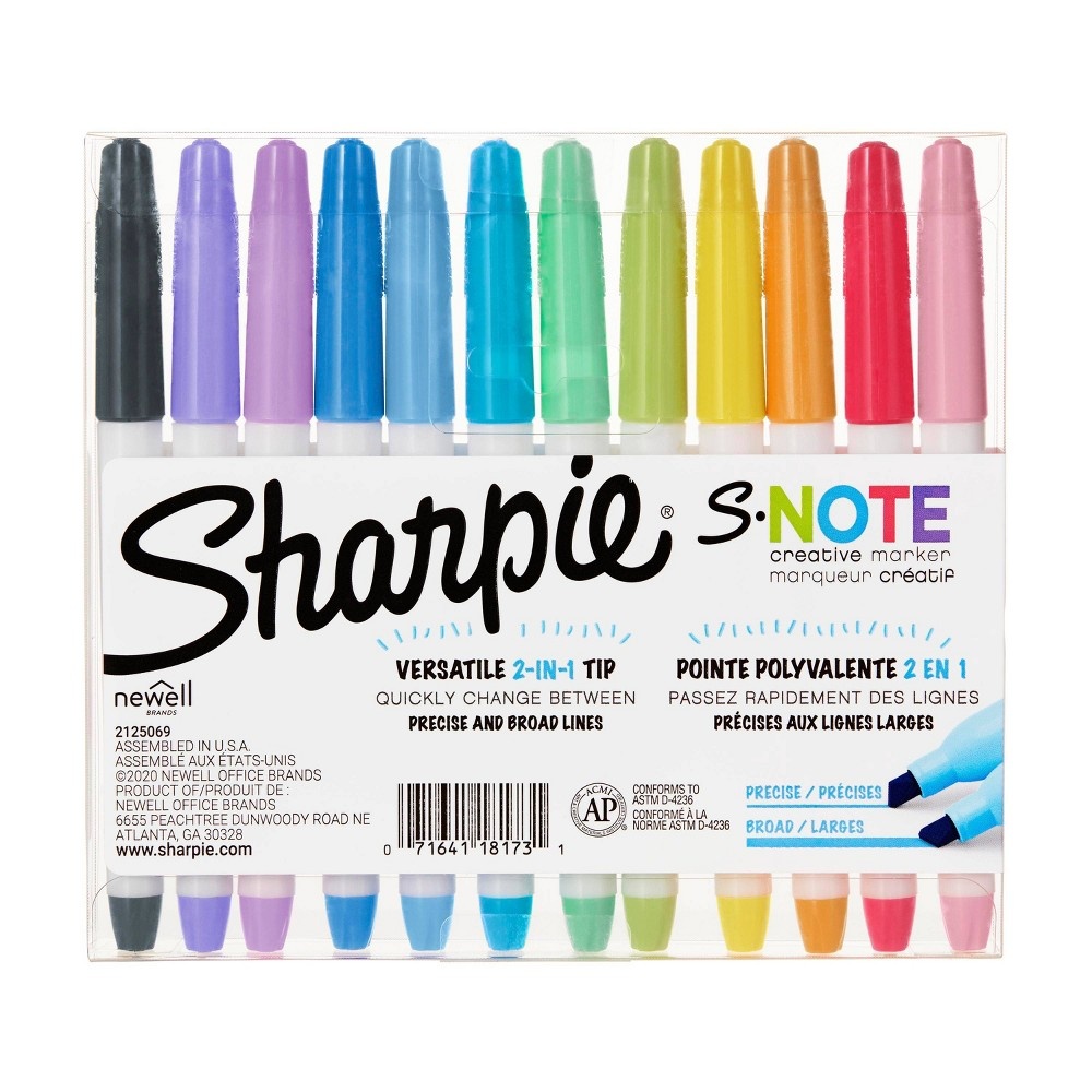 slide 10 of 10, Sharpie S-Note Creative Markers Chisel Tip - Assorted Colors, 12 ct