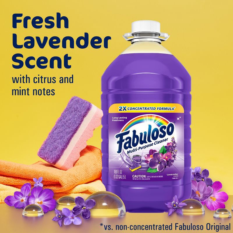 slide 3 of 14, Fabuloso Lavender Multi-Purpose Cleaner 2X Concentrated Formula Floor Cleaner - 169 fl oz, 169 fl oz