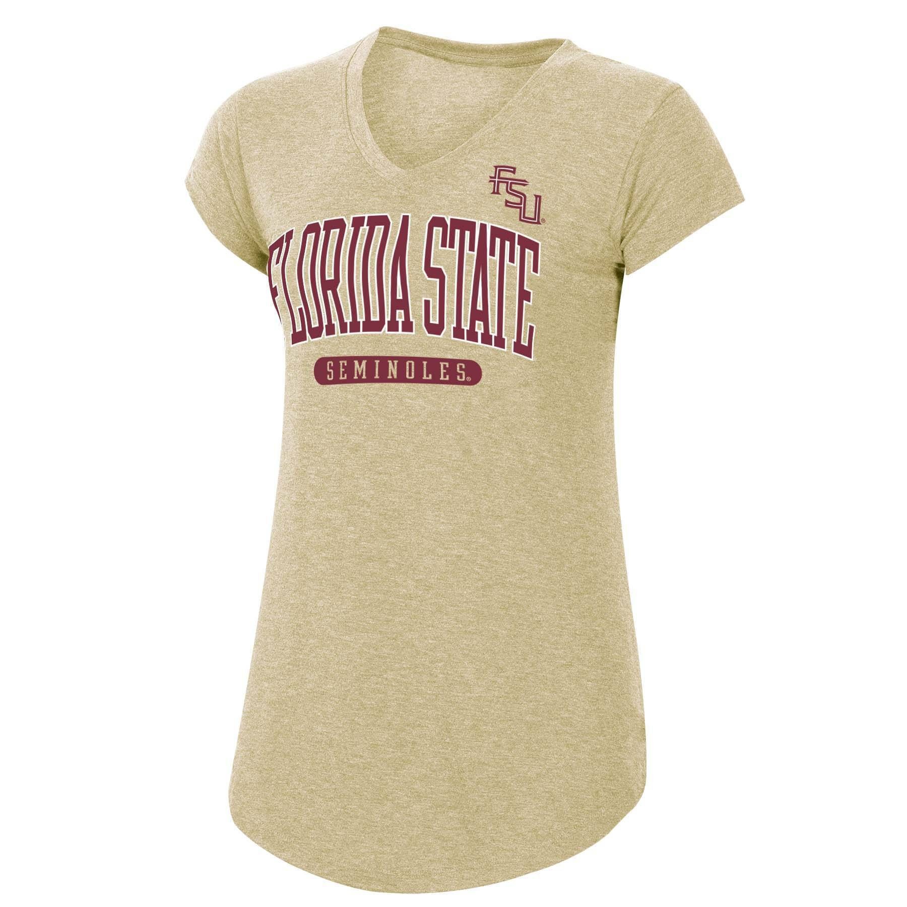 slide 1 of 2, NCAA Florida State Seminoles Women's Tan Short Sleeve V-Neck T-Shirt - XL, 1 ct