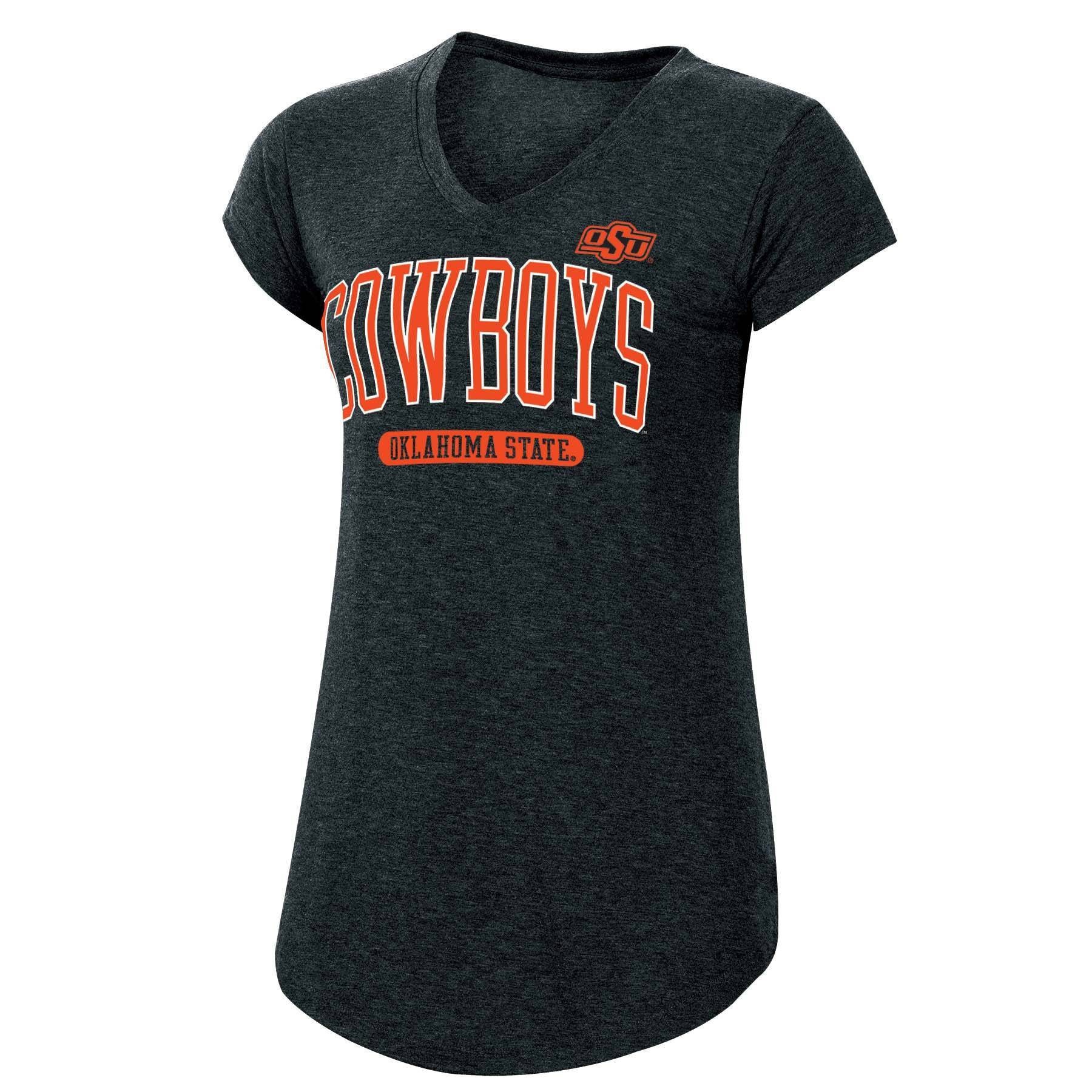 slide 1 of 2, NCAA Oklahoma State Cowboys Women's Short Sleeve V-Neck Black T-Shirt - XL, 1 ct