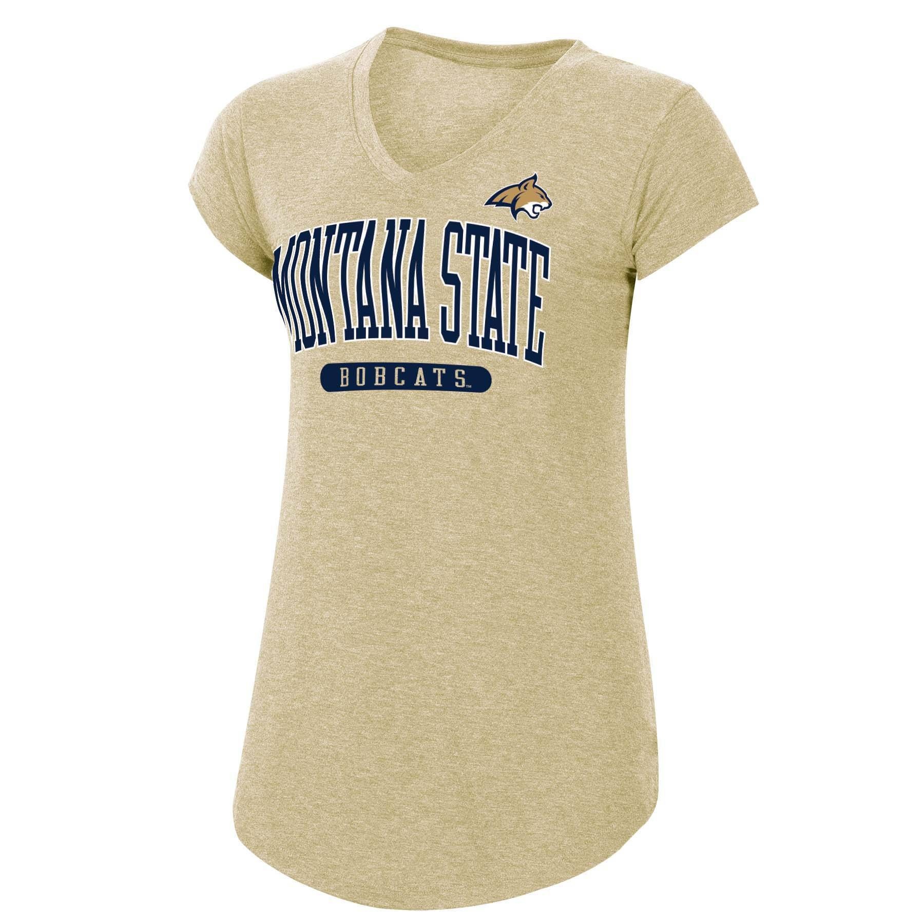 slide 1 of 2, NCAA Montana State Bobcats Women's Short Sleeve V-Neck Tan T-Shirt - XL, 1 ct