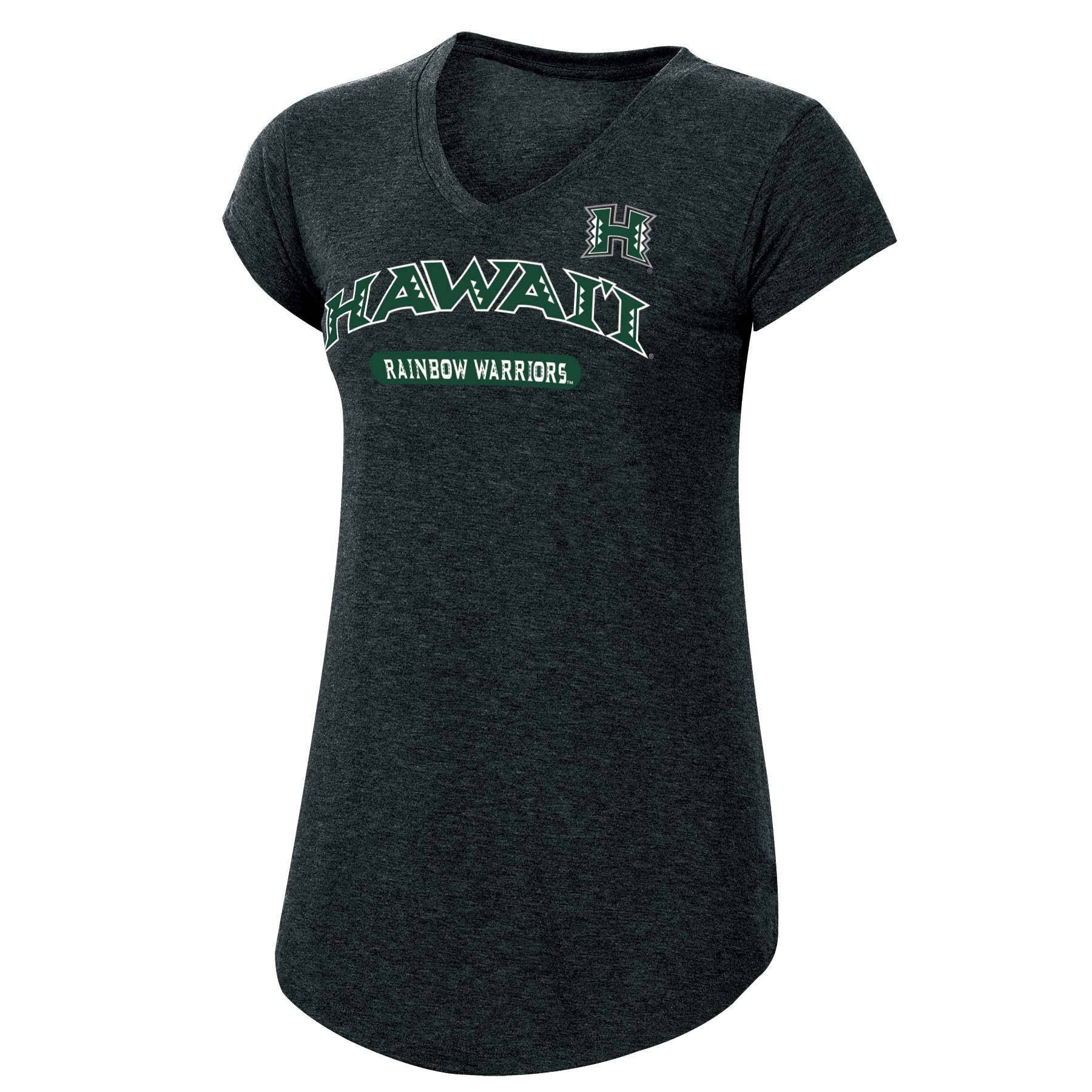 slide 1 of 2, NCAA Hawaii Rainbow Warriors Women's Heathered Black Short Sleeve V-Neck T-Shirt - XL, 1 ct