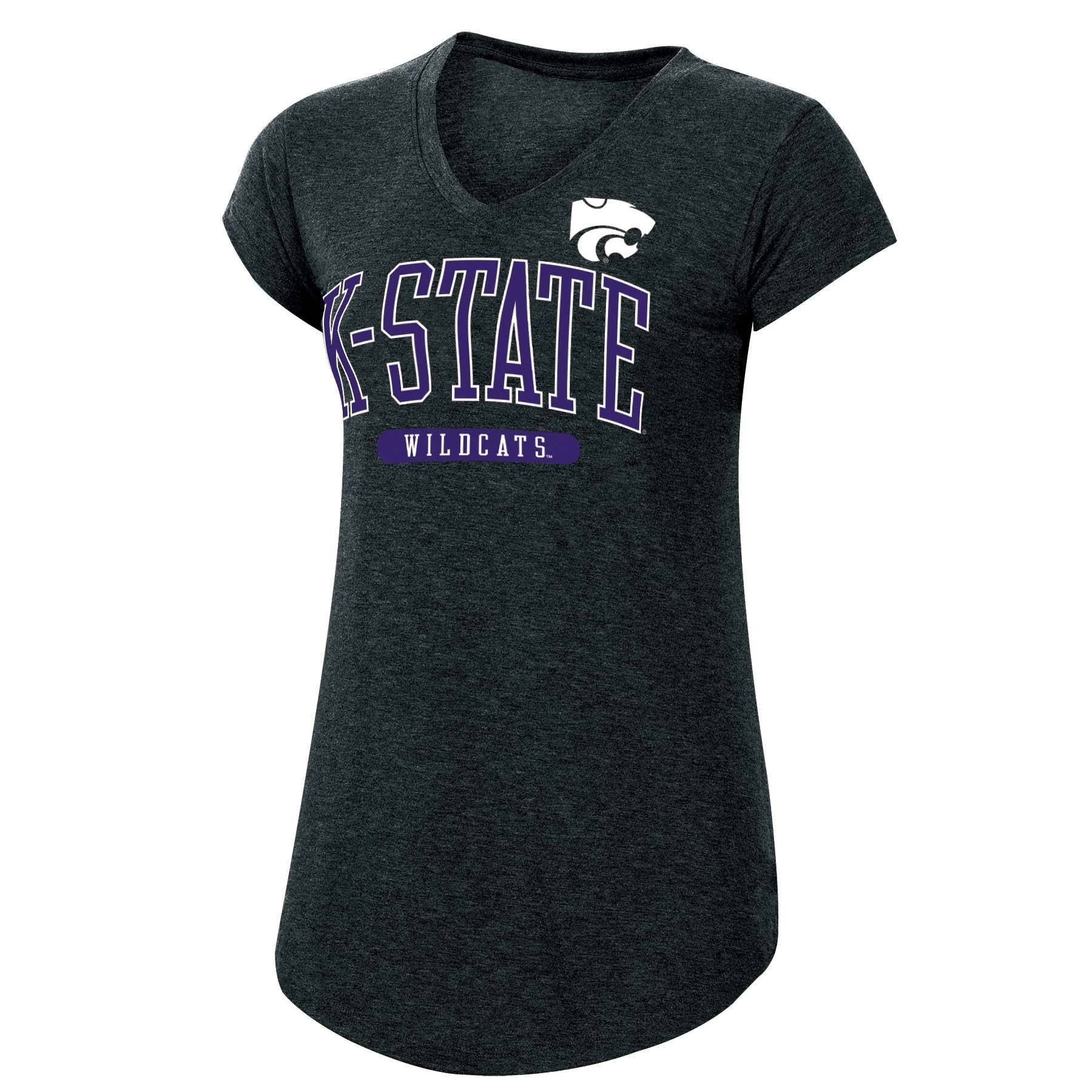 slide 1 of 2, NCAA Kansas State Wildcats Women's Short Sleeve V-Neck Black T-Shirt - XL, 1 ct