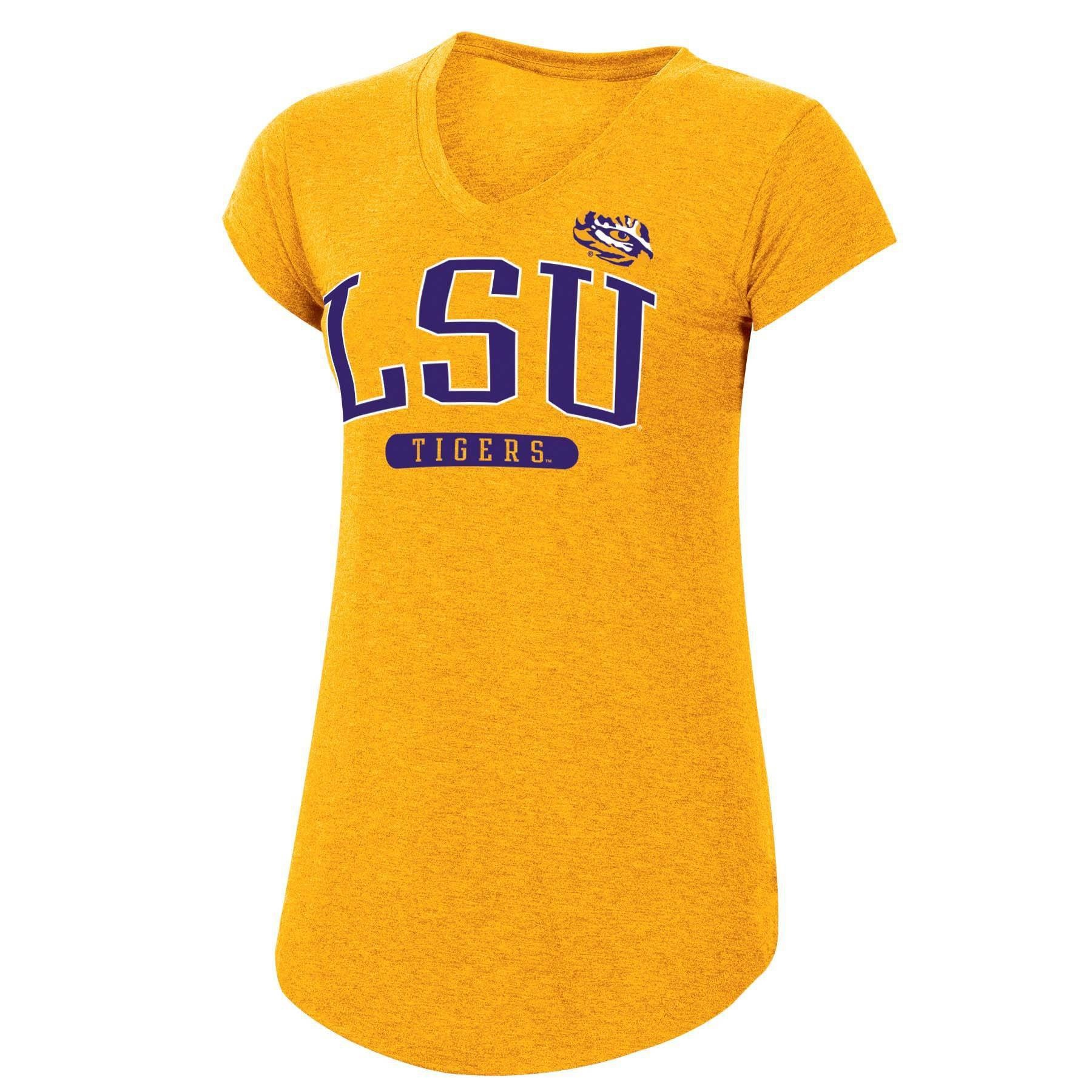 slide 1 of 2, NCAA LSU Tigers Women's Short Sleeve V-Neck Yellow T-Shirt - XL, 1 ct