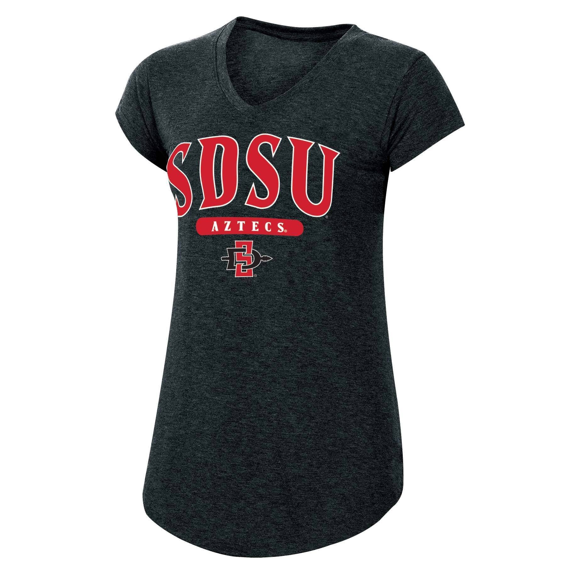 slide 1 of 2, NCAA San Diego State Aztecs Women's Short Sleeve V-Neck Black T-Shirt - XL, 1 ct