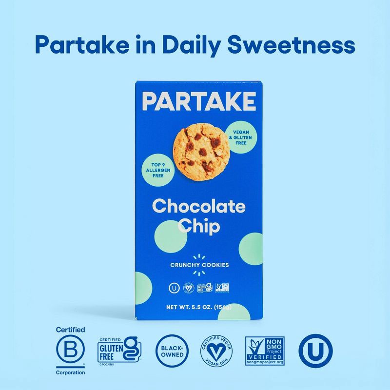 slide 5 of 10, Partake Gluten Free Vegan Chocolate Chip Cookies - 5.5oz, 5.5 oz