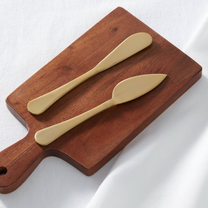 slide 2 of 3, 2pc Stainless Steel Cheese Spreader and Knife Set Gold - Threshold™, 2 ct