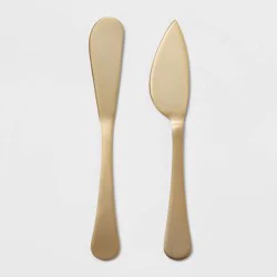 2pc Stainless Steel Cheese Spreader and Knife Set Gold - Threshold™